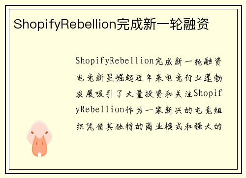 ShopifyRebellion完成新一轮融资
