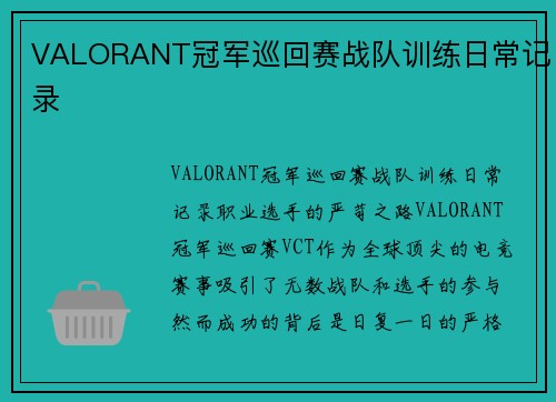 VALORANT冠军巡回赛战队训练日常记录